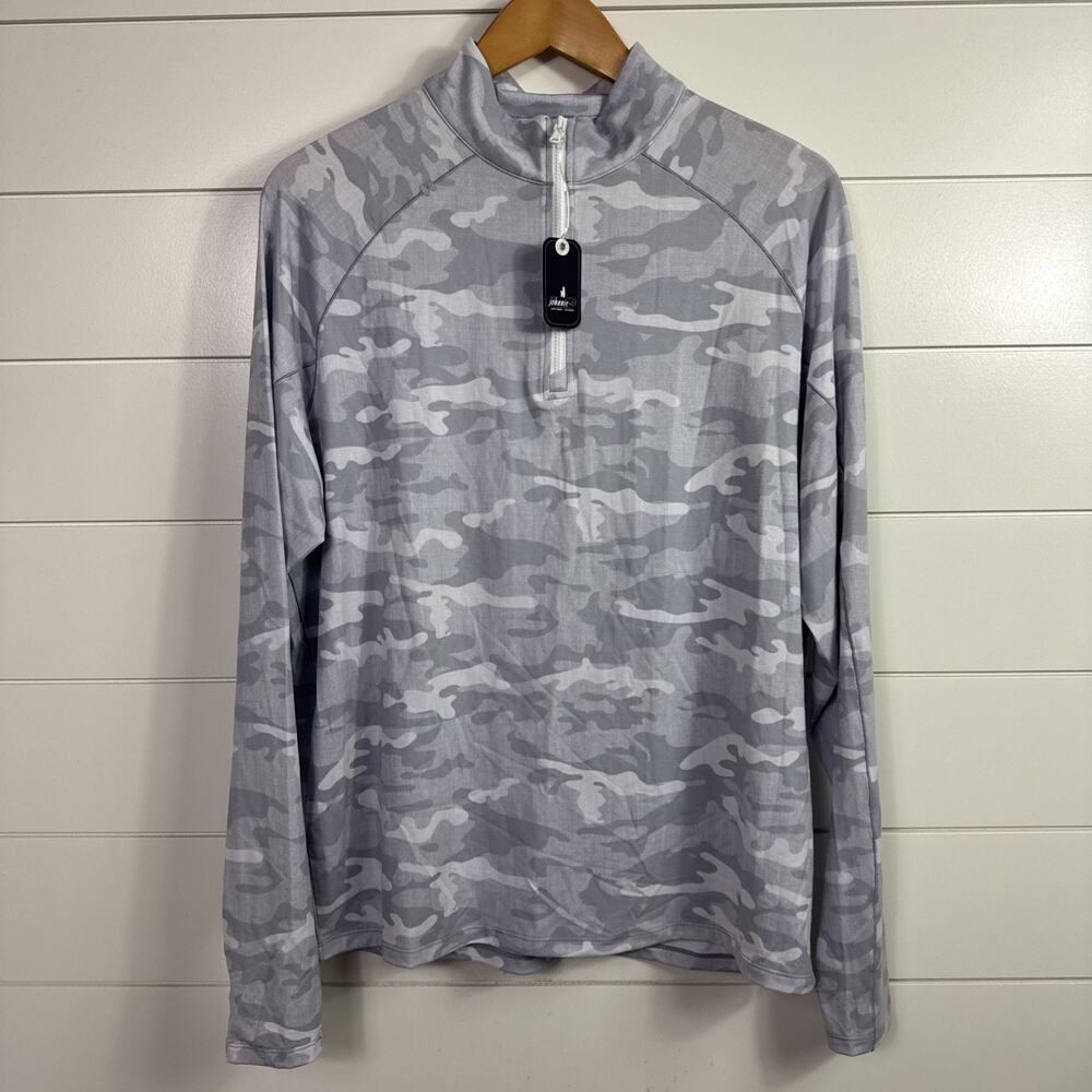 Johnnie O Patton Performance 1/4 Zip Pullover Shirt White Camo Print sz M